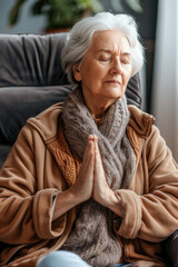 Elderly woman practicing yoga peacefully.,Active elder people, Adventure
