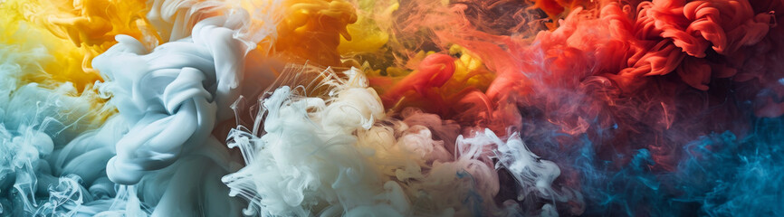 An explosion of chromatic smoke, where each color fiercely claims its space in the spectrum