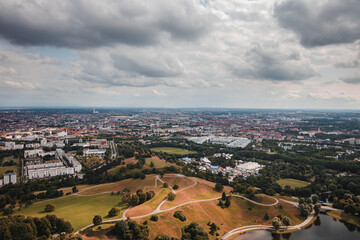 Munich city aerial view autumn