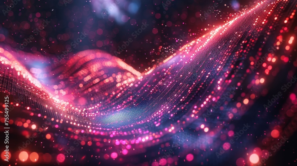 Leinwandbilder Dynamic line with zeros and ones - data and cyberspace flow concept in binary code style.