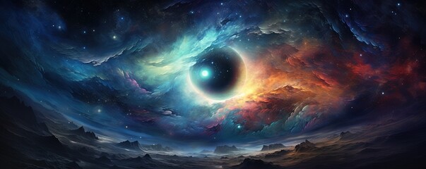 Obraz na płótnie Canvas eye of the world, Background of space and Galaxy, Swirling Nebula, Colorful Night