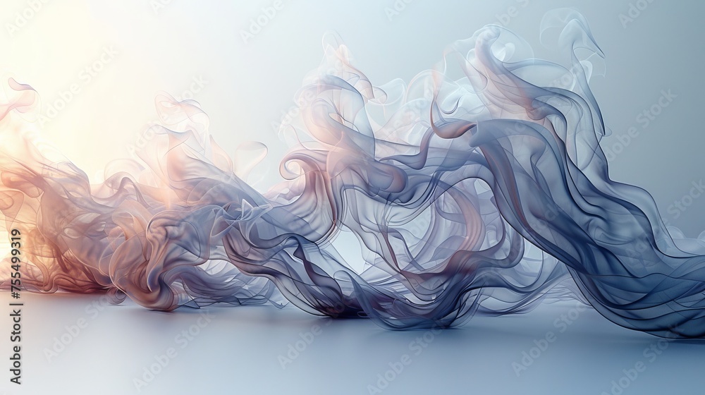 Fototapete the concept of power radiation of air flow is portrayed on a light background. ir wind waves are dis