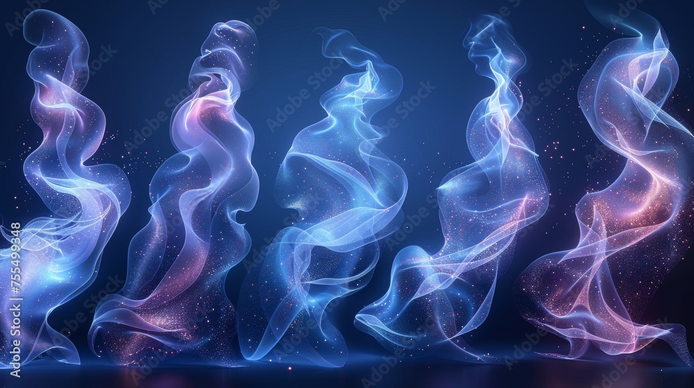 Aufkleber set of modern elements depicting air flow. realistic light effect shown from the side and top views.