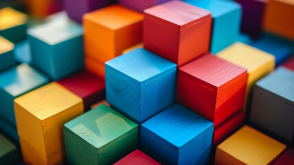 Fototapeta na wymiar Abstract colorful geometric square and cube shapes wallpaper design