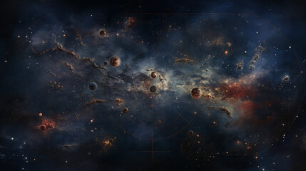 A celestial map with undiscovered star clusters - obrazy, fototapety, plakaty