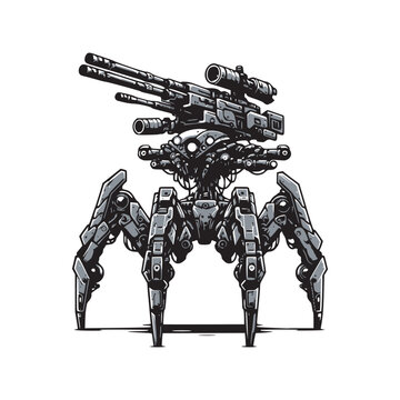 mecha t-rex robot armory t-shirt design vector illustration