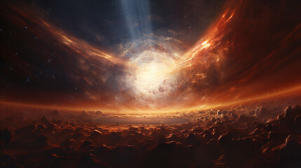 A celestial scene with a supernova explosion  interior - obrazy, fototapety, plakaty