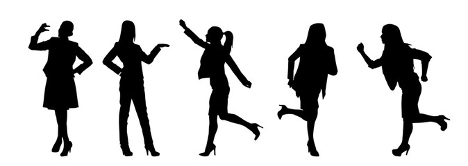 Fototapeta premium Silhouette collection of business woman in expressive pose