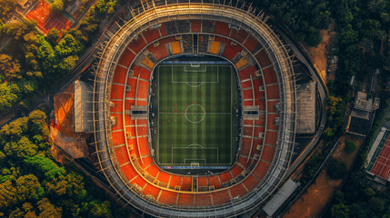 Soccer field stadium scenic aerial view
