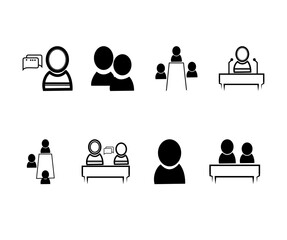 Meeting, thin line icon set. Outline symbol collection. Editable vector stroke. Pixel Perfect scalable 