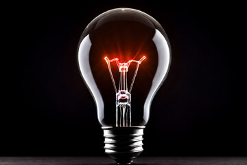 The Brain, glowing in light bulb on dark background.	 - 755502301