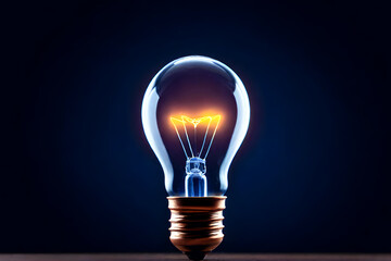 The Brain, glowing in light bulb on dark background.	 - 755502304
