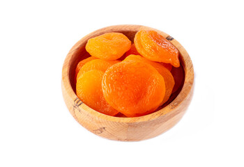 Dried apricot fruit on a white background.