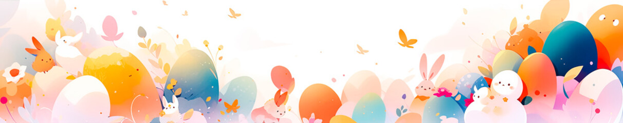 Abstract background for an advertising banner in watercolor technique on an Easter theme with egg shapes. - obrazy, fototapety, plakaty