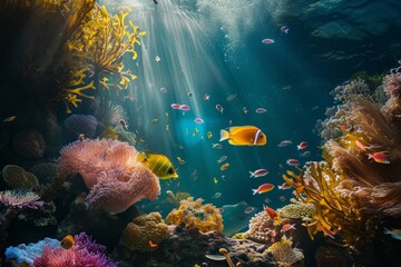 Fototapeta na wymiar Colorful coral reef with fish