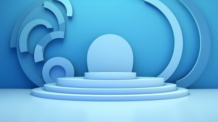 Obraz premium blue podium with circles background