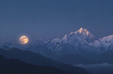 Full Moon Illuminates the Himalayas Captured in Stunning Detail with Canon EOS R5, Aspect Ratio 32:21, Version 6.0.