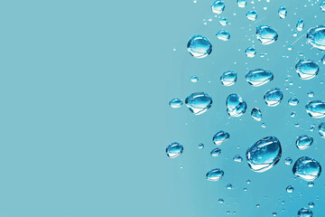 Blue background with water bubbles rising