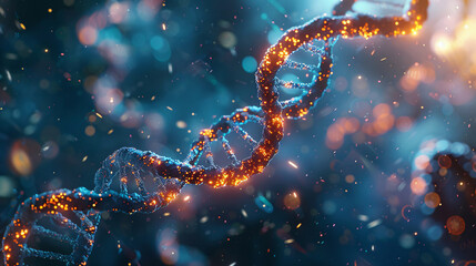a dna strand with sparks