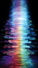 Photo sur Aluminium Magasin de musique A Symphony of Colors: A Thoughtful Depiction of a Vast Stack of CDs