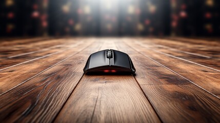 Close up of gaming mouse on desk with free copy space, technology accessories for pc gamers - obrazy, fototapety, plakaty