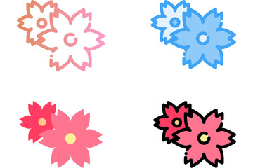 Cherry blossoms sakura vector icon set 
