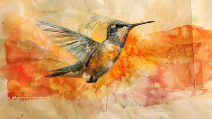 Eco printing of a hummingbird.