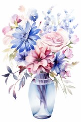 watercolor flowers in a vase