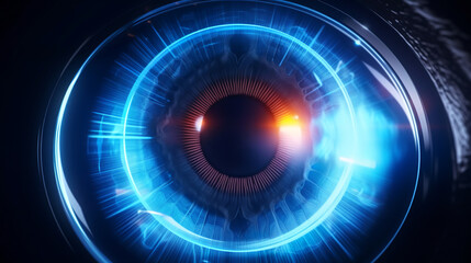 A realistic hologram of a human eye and a detail of a real eye
