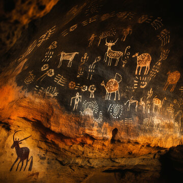  Rock paintings in the cave.