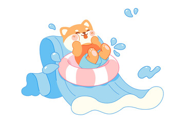 Cute dog surfing on sea cartoon vector icon illustration  