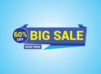 Big sale mega sale banner template design, Special offer. Up to 60% off, vector illustration.