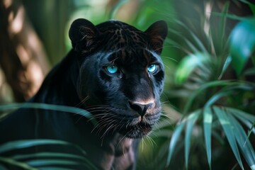 Black panther with blue eyes