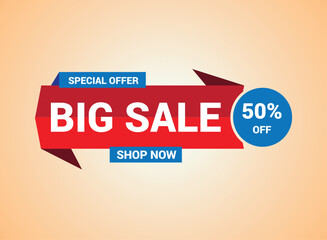Big sale banner template design, Special Offer. Up to 50% off, vector illustration.