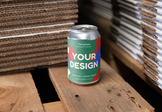 Mockup of customizable beer can, 12 oz