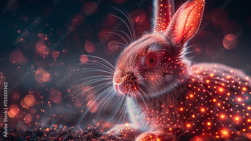 Leinwandbilder digital easter background in a digital tech style. concept for a greeting card with bunnies and east