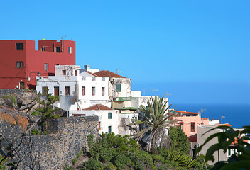 Houses on the coast of Island Tenerife, Canary Islands, Spain, Europe.