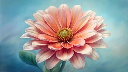 a close-up of a pink gerbera daisy against a light blue background