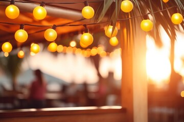 Warm Sunset Ambiance With Festive String Lights