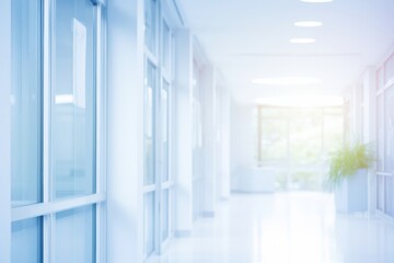 Fototapeta premium Modern Bright Hospital Corridor with Sunlight