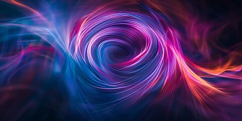 Colorful swirling light vortex on a dark background