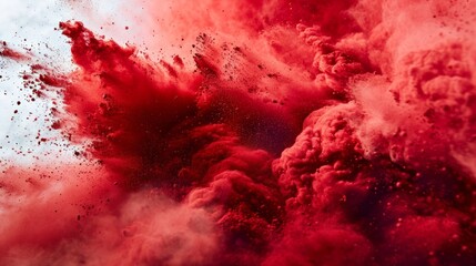 Obraz premium Explosion of Red Powder in Dynamic Cloud Movement