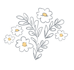 Hand Drawn flowers Decorative elements for design Vector illustration