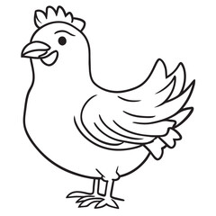 chicken, vector illustration line art