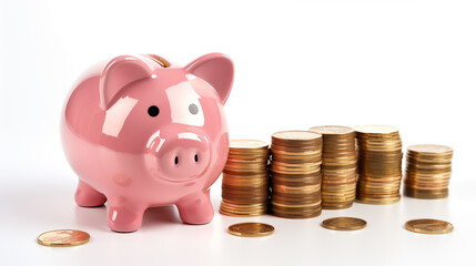 piggy bank with coin on the table