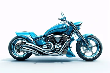 Photo sur Plexiglas Moto a blue motorcycle with chrome wheels