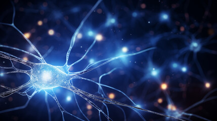 Naklejka na ściany i meble Neurons and nervous system. Medicine biology background.