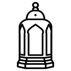 Black line Lantern Vector Design. Middle Eastern Islamic Arabic Lantern Symbol Icon, religious antique traditional lamp, vintage kerosene chandelier