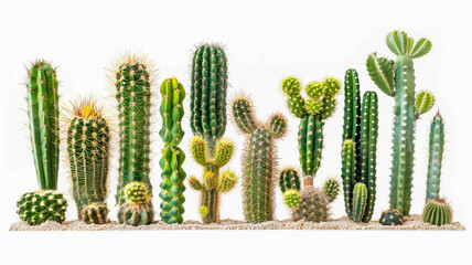 cactus collection isolated on white background.