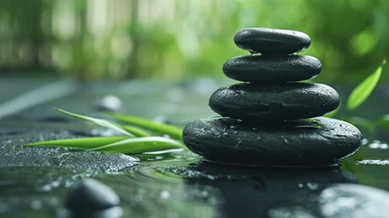 Foto auf Acrylglas Spa Natural Alternative Therapy With Massage Stones And bamboo © wiparat